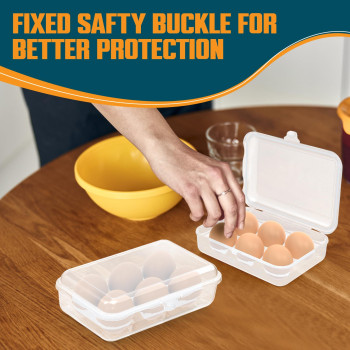 Zpu 2Pcs Egg Container 6 Grid Plastic Egg Storage Box Shockproof Leakproof Egg Holder For Refrigerator Camping Picnic Hiking T