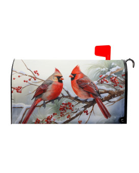 Kcozydecor Winter Red Bird Mailbox Covers Magnetic Standard Size 255 X 21 Holly Berry Branches Snow Mailbox Wraps Post