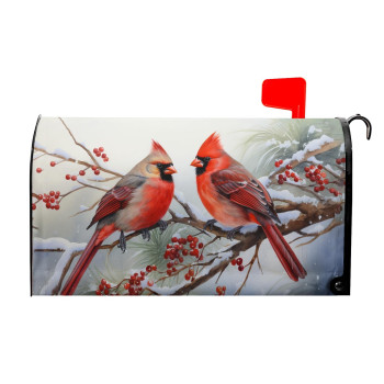 Kcozydecor Winter Red Bird Mailbox Covers Magnetic Standard Size 255 X 21 Holly Berry Branches Snow Mailbox Wraps Post