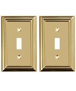 Sleek Lighting Luxe Essance Gold Steel Wall Plate Collection Outlet Switch Electric Cover 1 Gang Toggle 2Pk