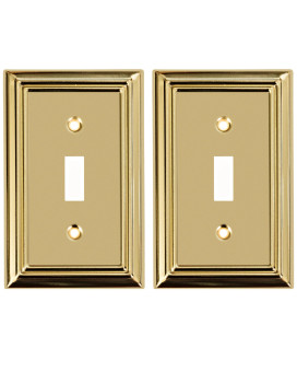 Sleek Lighting Luxe Essance Gold Steel Wall Plate Collection Outlet Switch Electric Cover 1 Gang Toggle 2Pk