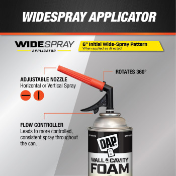 Dap Wall And Cavity Foam With Wide Spray Applicator Aerosol Off White 20 Oz 7565000370