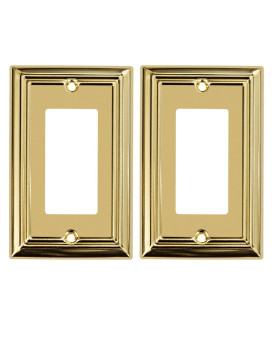 Sleek Lighting Luxe Essance Gold Steel Wall Plate Collection Outlet Switch Electric Cover 1 Gang Decorator 2Pk