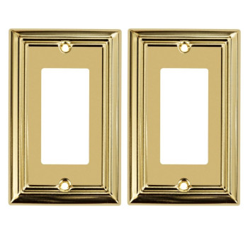 Sleek Lighting Luxe Essance Gold Steel Wall Plate Collection Outlet Switch Electric Cover 1 Gang Decorator 2Pk