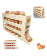 4 Tiers Egg Holder For Fridge 2024 New Automatic Scrolling Egg Rack Holder Large Capacity Multifunction Egg Organizer Storage