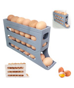 4 Tiers Egg Holder For Fridge 2024 New Automatic Scrolling Egg Rack Holder Large Capacity Multifunction Egg Organizer Storage