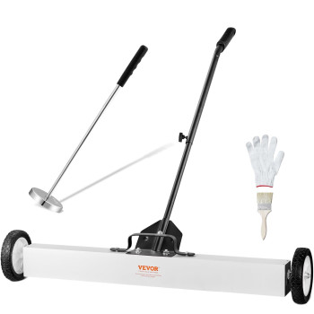 Vevor 36Inch Magnetic Sweeper With Wheels 55 Lbs Capacity With Telescoping Magnetic Pickup Tool Adjustable Handle Magnetic