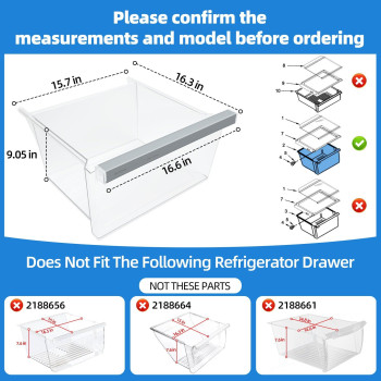 Upgraded W11162443 W11046494 Refrigerator Crisper Drawer Replacement Compatible With Whirlpool Maytag Refrigerator W11162443