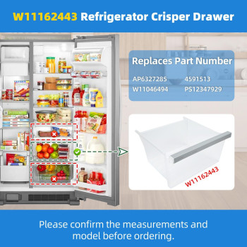 Upgraded W11162443 W11046494 Refrigerator Crisper Drawer Replacement Compatible With Whirlpool Maytag Refrigerator W11162443