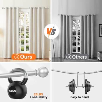 Silver Curtain Rods For Windows 48 To 84 Or 88 Inches Max2 Pack 58 Metal Heavy Duty Curtain Rods Set Rustic Decorative Dra