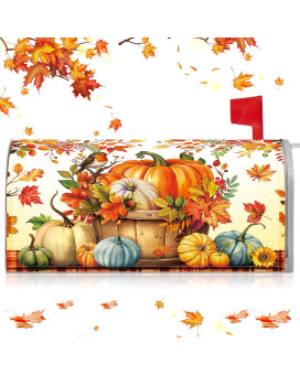 Blosssound Fall Pumpkin Mailbox Cover Magnetic Autumn Pumpkin Post Letter Box Harvest Decorative Mailbox Covers For Thanksgiving