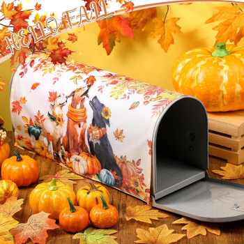 Blosssound Fall Dogs Mailbox Cover Magnetic Autumn Pumpkin Puppy Post Letter Box Harvest Decorative Mailbox Covers For Thanksgiv