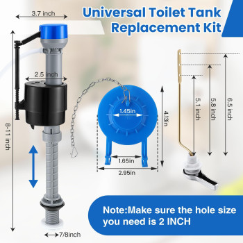 Saillong Universal Toilet Tank Replacement Kit Include Toilet Fill Valve 2 Inch Low Flow Toilet Rubber Flapper Side Mount Toi