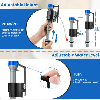 Saillong Universal Toilet Tank Replacement Kit Include Toilet Fill Valve 2 Inch Low Flow Toilet Rubber Flapper Side Mount Toi