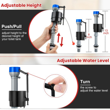 Saillong Universal Toilet Tank Replacement Kit Include Toilet Fill Valve 2 Inch Low Flow Toilet Rubber Flapper Side Mount Toi