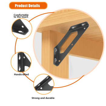 10 Pack Black Bigwaves L Bracket Mediumsized Stainless Steel Metal Corner Brackets For Wood Three Sided Fixation 90 Degree Ri