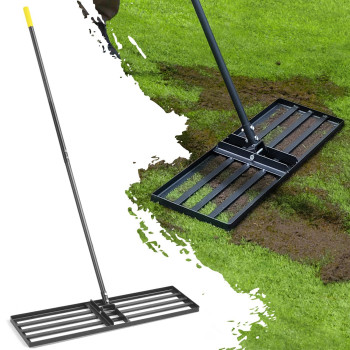 Jardineer 45 Lawn Level Rake For Soil Grass Steel Yard Leveling Rake Heavy Duty Ground Leveler Tool For Yard Dirt