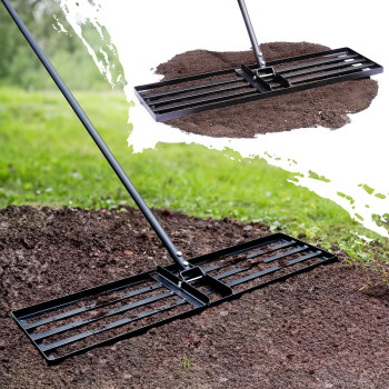 Jardineer 45 Lawn Level Rake For Soil Grass Steel Yard Leveling Rake Heavy Duty Ground Leveler Tool For Yard Dirt