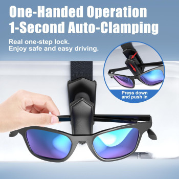 Veharvim Onehandedoperation Sunglasses Holder For Car Visor Sunglass Holder Clip Car Accessories Interior Universal Fit Sil