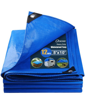 Tarp Heavy Duty Waterproof For Outdoor 8X10 Ft 12Mil Uv Resistant Poly Tarps Cover With Grommets Multipurpose For Boat Pool Ten