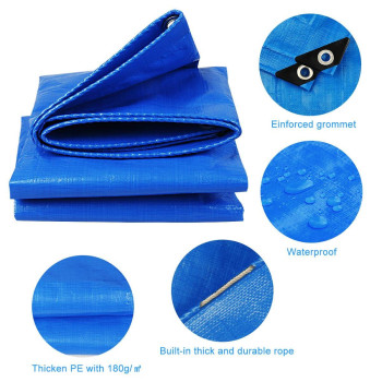 Tarp Heavy Duty Waterproof For Outdoor 8X10 Ft 12Mil Uv Resistant Poly Tarps Cover With Grommets Multipurpose For Boat Pool Ten