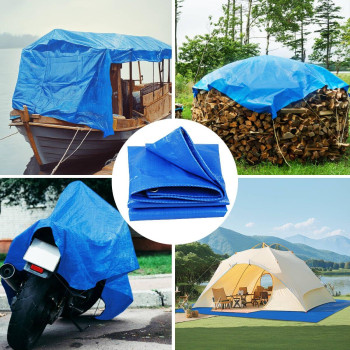 Tarp Heavy Duty Waterproof For Outdoor 8X10 Ft 12Mil Uv Resistant Poly Tarps Cover With Grommets Multipurpose For Boat Pool Ten