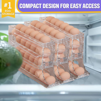 Egg Holder 4 Tier Egg Holder For Fridge Egg Holder For Fridge Egg Dispenser For Refrigerator Roll Down Egg Rack Holders Eg