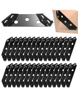 30P Black Bigwaves L Bracket For Shelves Set Without Screws Stainless Steel Metal Corner Brackets For Wood Three Sided Fixatio