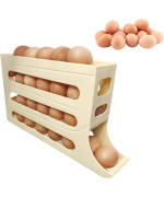 Egg Holder For Fridge New Automatic Scrolling Egg Rack Holder Spacesaving Egg Dispenser Holder Large Capacity Eggs Organizer