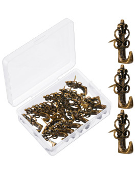 20 Pieces Push Pin Hangers Plant Shape Pin Hook Hanger Zinc Alloy Picture Hanging Hook Pin Bronze Wall Hooks Heart