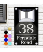 Xrlsg Personalized Solar House Numbers For Outside Custom Solar Address Sign Housewarming Gift Led Address Numbers Modern Plaque