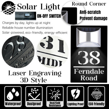 Xrlsg Personalized Solar House Numbers For Outside Custom Solar Address Sign Housewarming Gift Led Address Numbers Modern Plaque