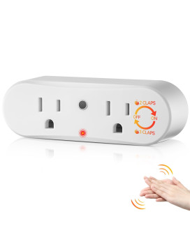 Saillong Clapping Light Control Switch 110V Wireless Wall Outlet With 2 Output Sockets Turn Electrical Onoff With Clapping Soun