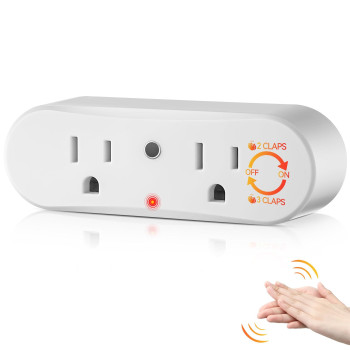 Saillong Clapping Light Control Switch 110V Wireless Wall Outlet With 2 Output Sockets Turn Electrical Onoff With Clapping Soun