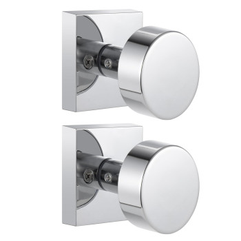 Coolnews 2 Pack Polished Chrome Dummy Door Knobs Interior Single Sided Square Modern Dummy Door Knob Door Handle For Hallclose