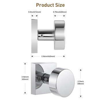 Coolnews 2 Pack Polished Chrome Dummy Door Knobs Interior Single Sided Square Modern Dummy Door Knob Door Handle For Hallclose