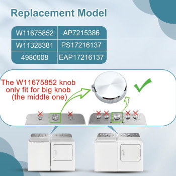 W11675852 W11328381 Dryer Washer Control Knob Large Compatible With Maytag Mvw4505Mw0 Mvw5430Mw0 Etc Whirlpool Dryer Washer