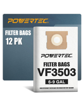 Powertec Shop Vacuum Bags 12Pk For Ridgid Vf3503 40153 Filter Bags Size B 69 Gallon Shop Vacuum Replacement Bags For Ridgid Hd