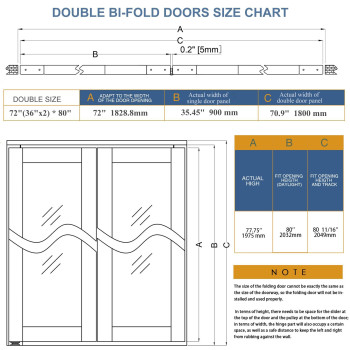 Barner Home Bifold Doors For 72X 80 Double 36 X 80 Doors Opening 3Lite Tempered Frosted Glass Panel With Hardware