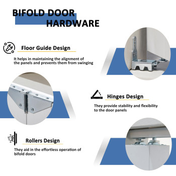 Barner Home Bifold Doors For 36In X 80 In Opening 3Lite Tempered Frosted Glass Panel With Hardware Kits Pine Wood Natural