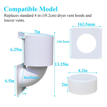 Dryer Vent Cover 4 Inch Outdoor Dryer Vent Closureseal Hood For Home Exterior Uv Resistant Mouse Proof Natural Energy Savi