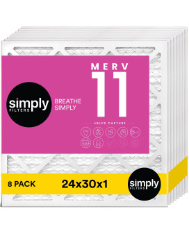 Simply Filters 24X30X1 Merv 11 Mpr 1000 Air Filter 8 Pack Actual Size 2375X2975X075 Hvac Ac Furnace Air Pleate