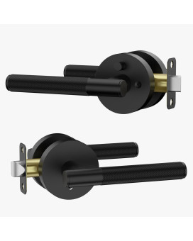 Asidrama 2 Pack Privacy Door Handles Door Lever With Door Knobs Indoor For Bedroom Or Bathroom Heavy Duty Black Door Handles I