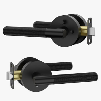 Asidrama 2 Pack Privacy Door Handles Door Lever With Door Knobs Indoor For Bedroom Or Bathroom Heavy Duty Black Door Handles I