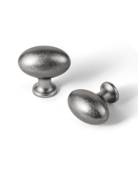 Gooki 12 Inch36Mm Oval Antique Silver Drawer Knobs Retro Zinc Alloy For Cabinet Knobs For Dresser 6 Packed