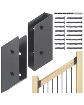 Wocepu 325Stair Angle Stainless Steel Deck Railing Brackets Connectors For 2X4 Actual 15X35 Railing Wood Post 4 Pa