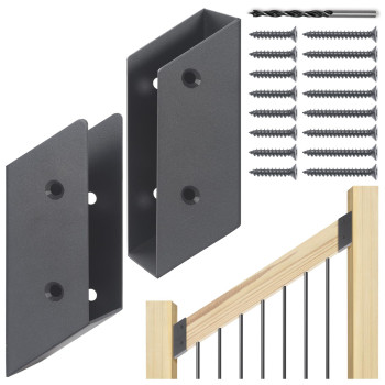 Wocepu 325Stair Angle Stainless Steel Deck Railing Brackets Connectors For 2X4 Actual 15X35 Railing Wood Post 4 Pa