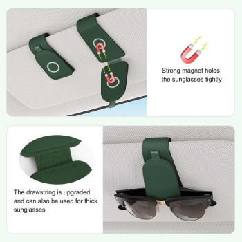 Sotfamily Sunglass Holder For Car Suede Cloth Magnetic Sunglasses Clip For Car Visor Glasses Holder Clip For Car 2 Packs Gra