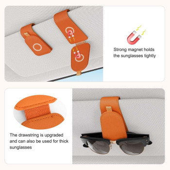 Sotfamily Sunglass Holder For Car Suede Cloth Magnetic Sunglasses Clip For Car Visor Glasses Holder Clip For Car 2 Packs Ora