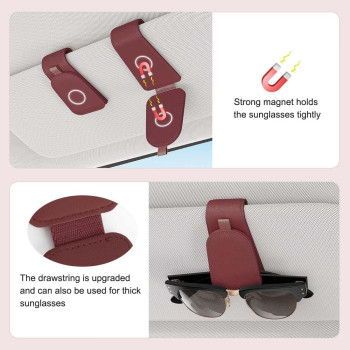 Sotfamily Sunglass Holder For Car Suede Cloth Magnetic Sunglasses Clip For Car Visor Glasses Holder Clip For Car 2 Packs Cla